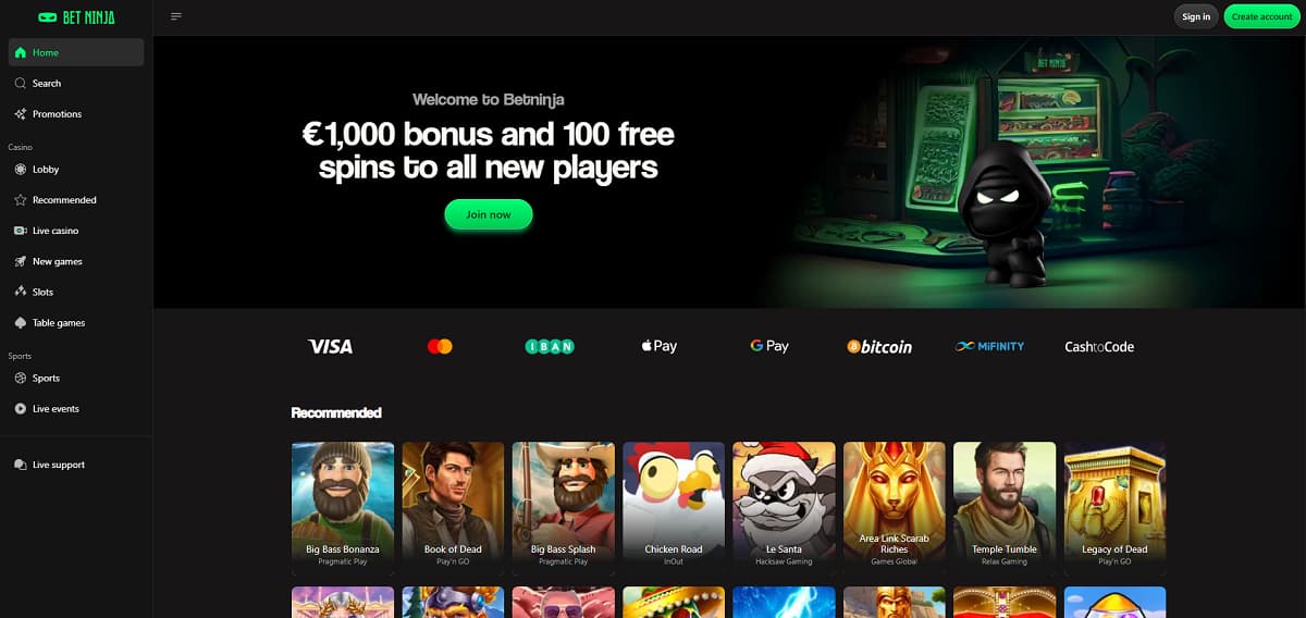 Als kompaktes Hybrid-Modell für Casino und Sportwetten überzeugt Betninja im Vergleich der Online Casinos durch seine besonders faire und klar verständliche 30x-Umsatzbedingung für jeden Online Casino Echtgeld Bonus.